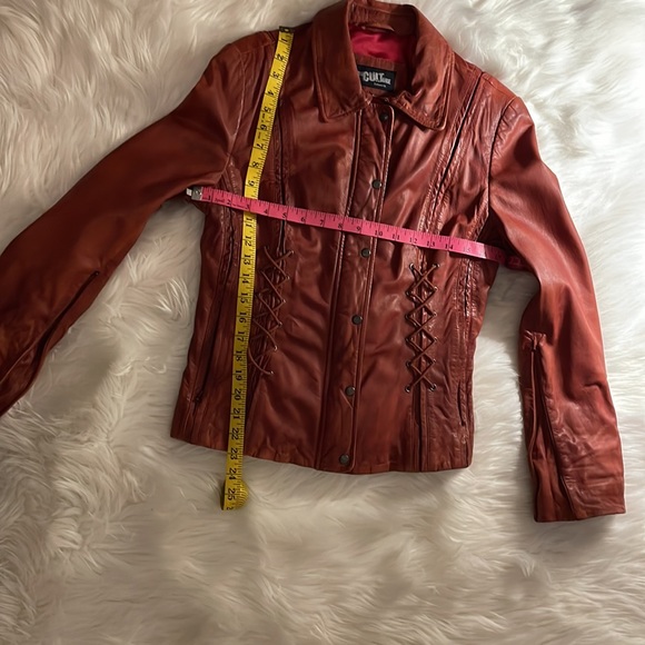 Tru culture:Decadent Cognac Corset Distressed Leather Jacket Size S. - Picture 14 of 16